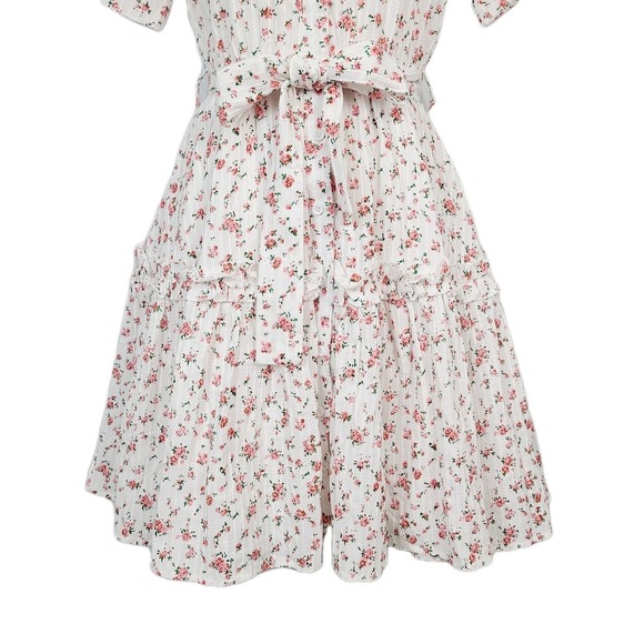 Ivy City Co Lola Shirt Dress Pink Floral Tiered Ruffle A-Line Button-Up 2XS - Picture 4 of 11